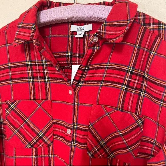 NWT Croft & Barrow Red Plaid Button-Up Shirt M - Picture 4 of 8